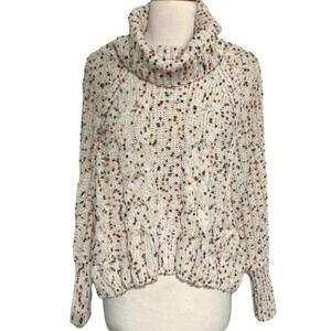 Moon & Madison XS oversized ivory pop‎ the champagne confetti cowl neck sweater